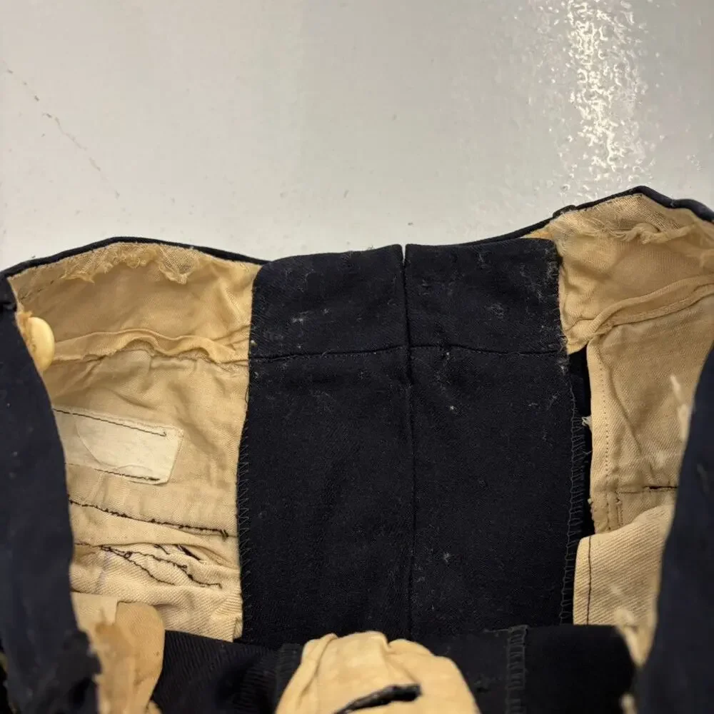 Vintage 30s NRA Navy Wool Buttonfly Trousers 29x28